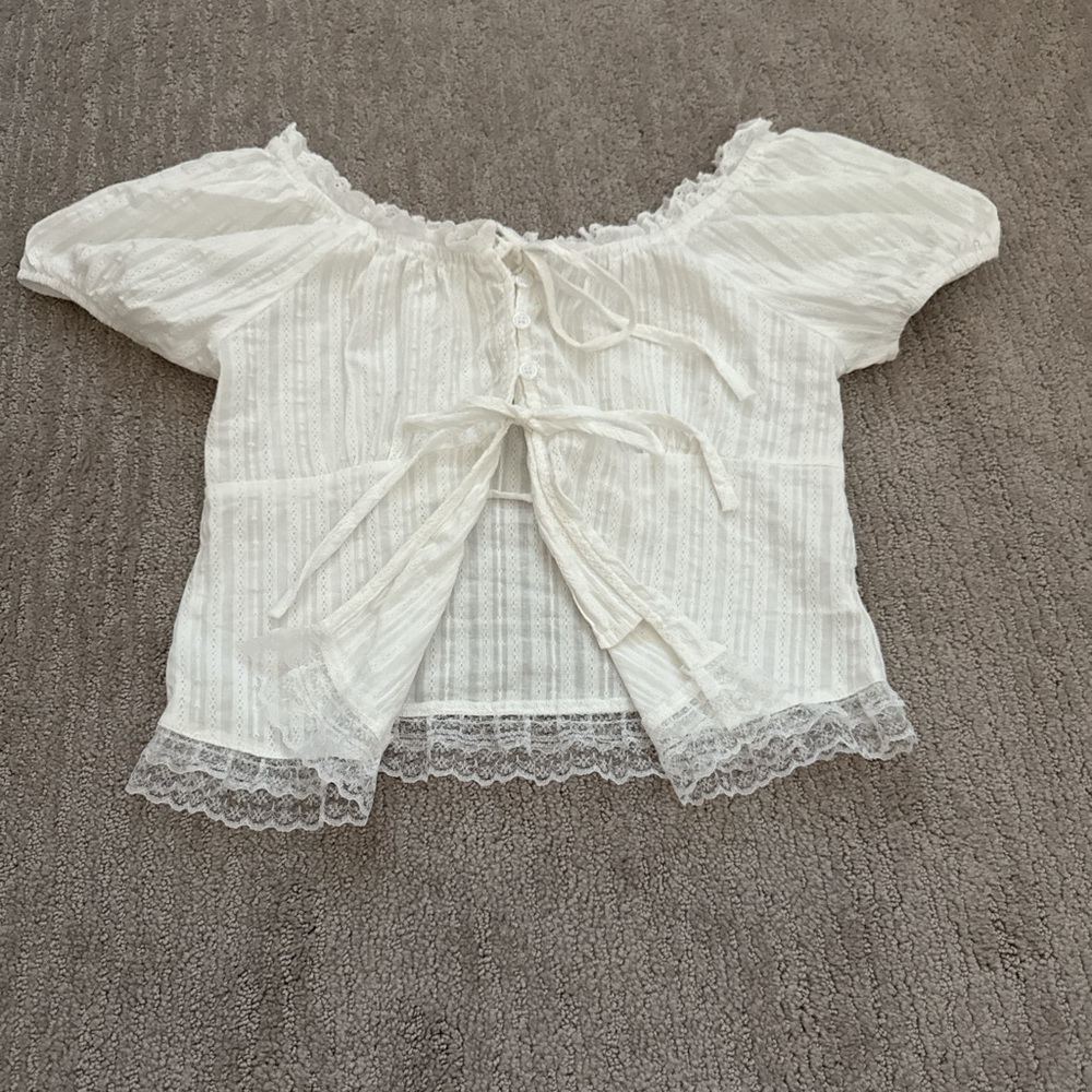 Elegant Off-Shoulder White Blouse with Lace